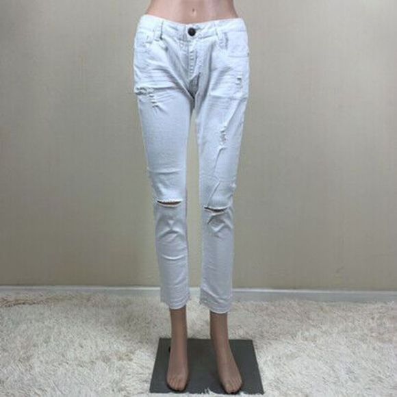 New Machine Nouvelle Mode Jeans Women’s 32 White Distressed Casual Ladies 32x26 - Picture 1 of 12
